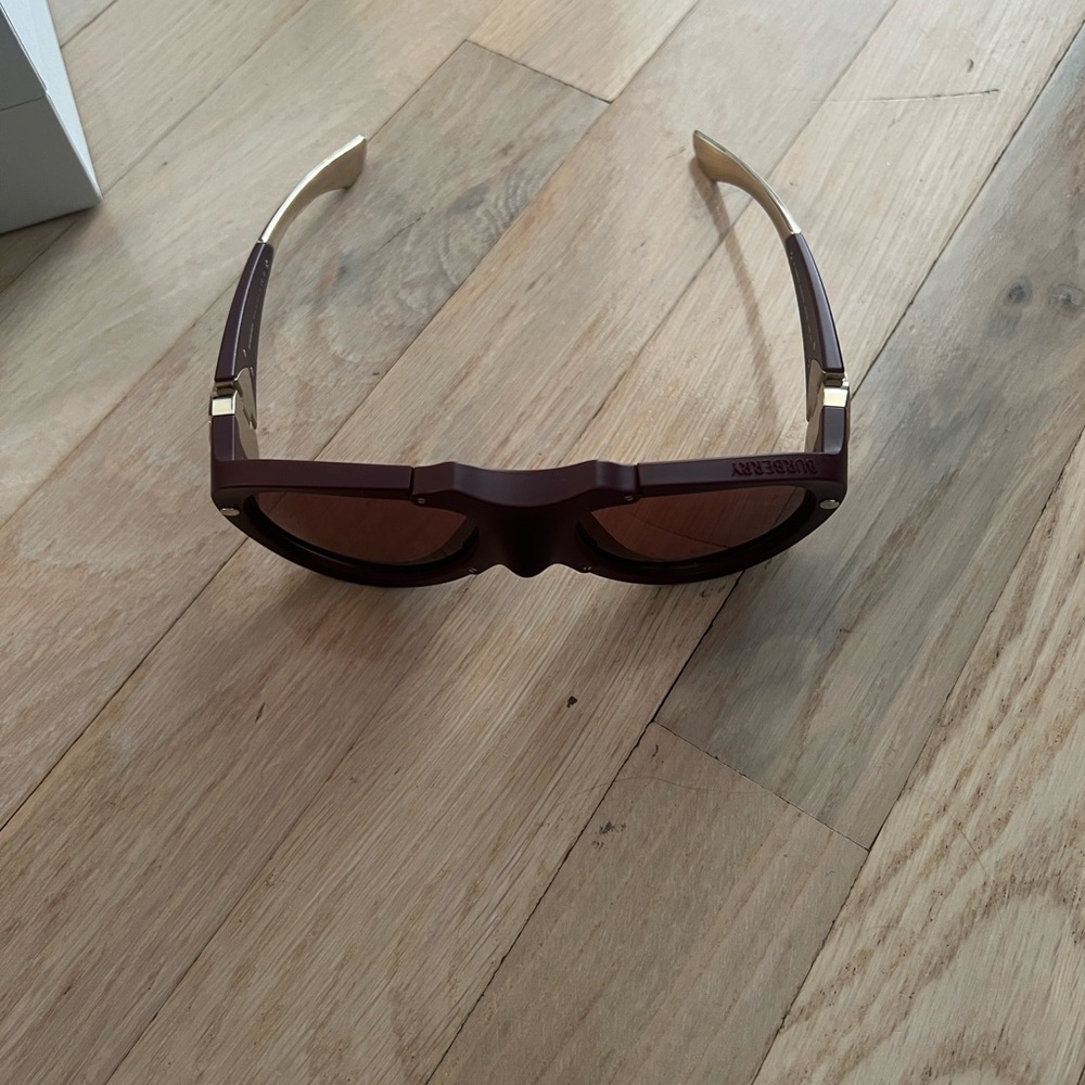 Burberry Burgundy and Gold Sunglasses - Picture 1 of 4